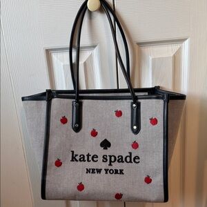 kate spade Navy and White Tote with Red Accents